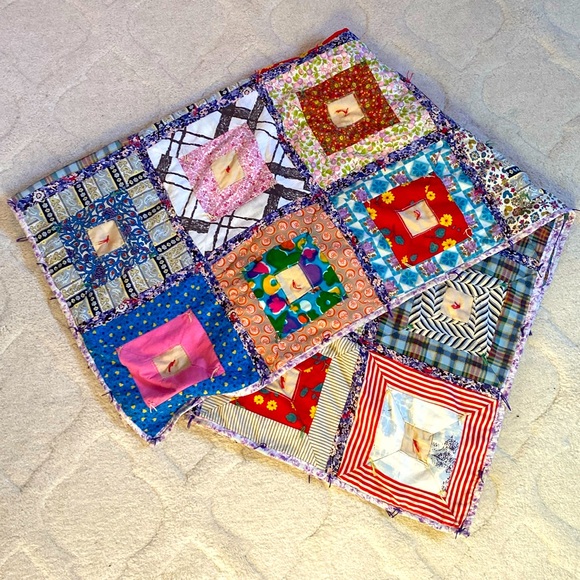 Other - Handmade Vintage Square Tie Quilt 53 x 35 Inches
